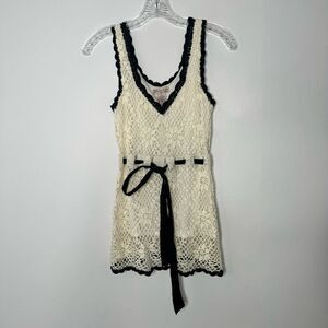 Y2K J J basic crochet tunic top/ mini dress size small